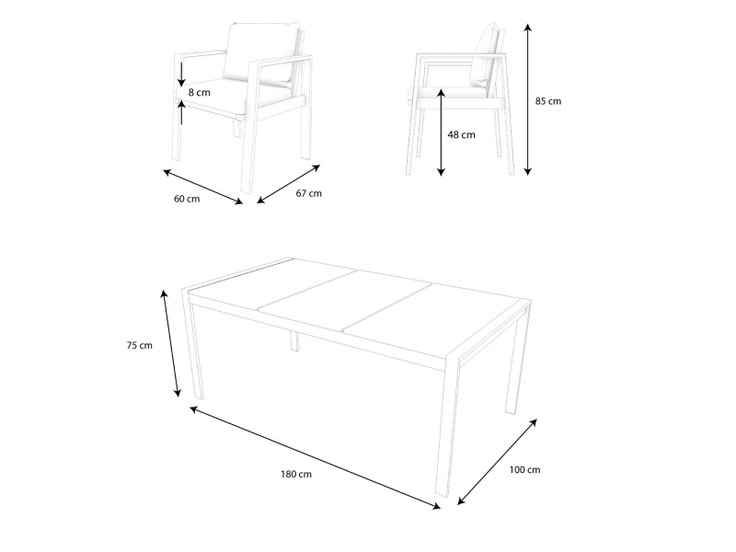 Product dimensions - Rosario L